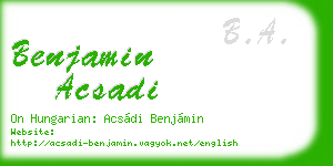 benjamin acsadi business card
